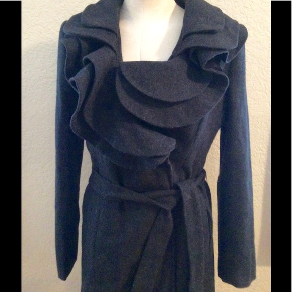 Tata Jolie Ruffle Front Wool Blend Coat - Medium - Picture 1 of 6